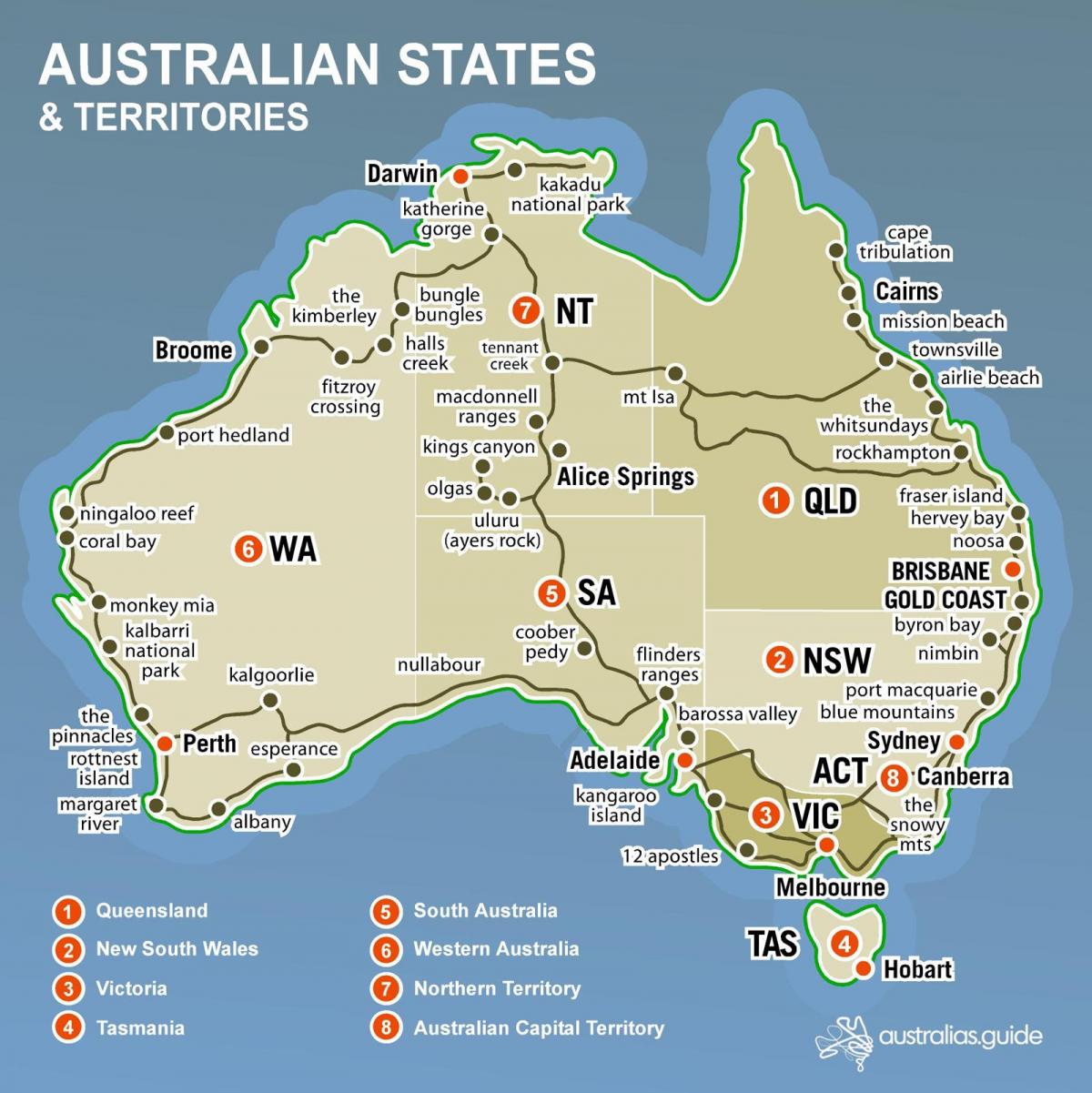 Carte de l'État australien