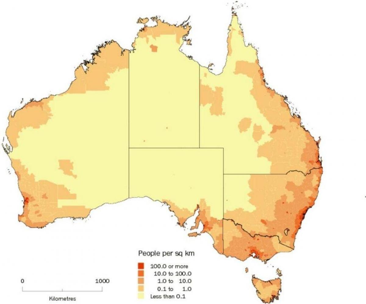 Carte de la densité de l'Australie