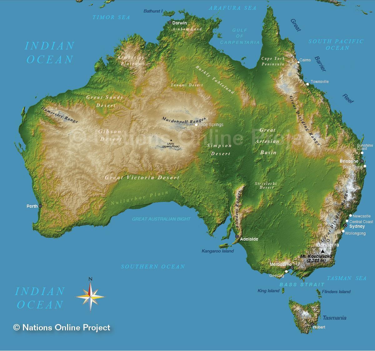 Montagnes en Australie (carte)