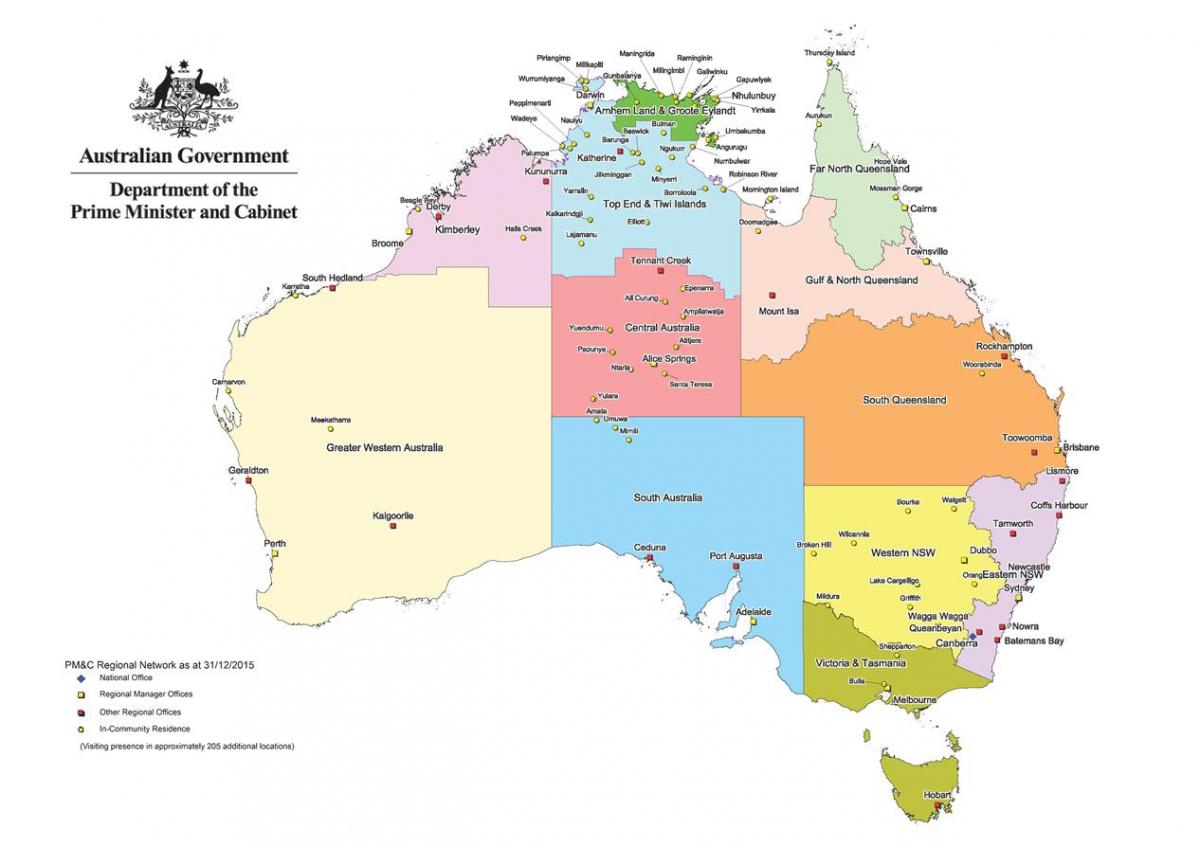 Carte des régions d'Australie